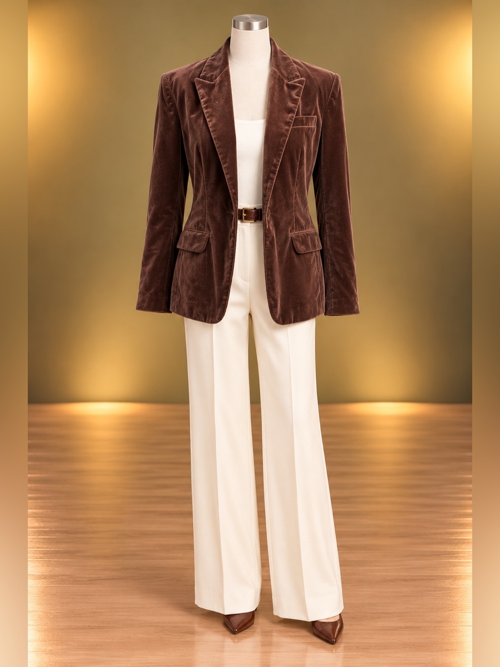 Butterfly Prestige Brown Cotton Velvet Blazer Jacket Size 12